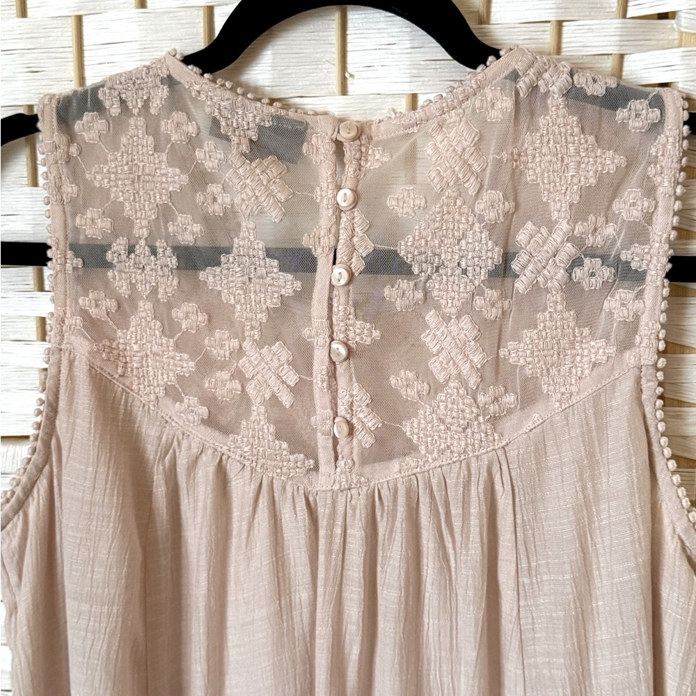Style & Co. Dusty Pink Sleeveless Lace Top Linen Size S - Picture 3 of 8
